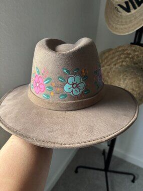 🌸 La Sierra Authentic Mexican Hand-Painted Western Hat Size M